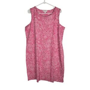 Charter Club Woman Pink Paisley Sleeveless Shift Dress Plus Size 1X Stretch